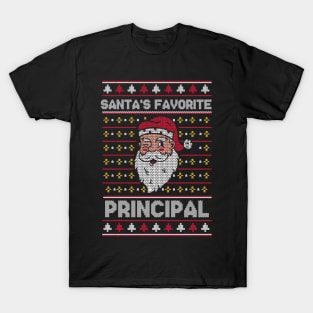 Santa's Favorite Principal // Funny Ugly Christmas Sweater // School Principal Holiday Xmas T-Shirt